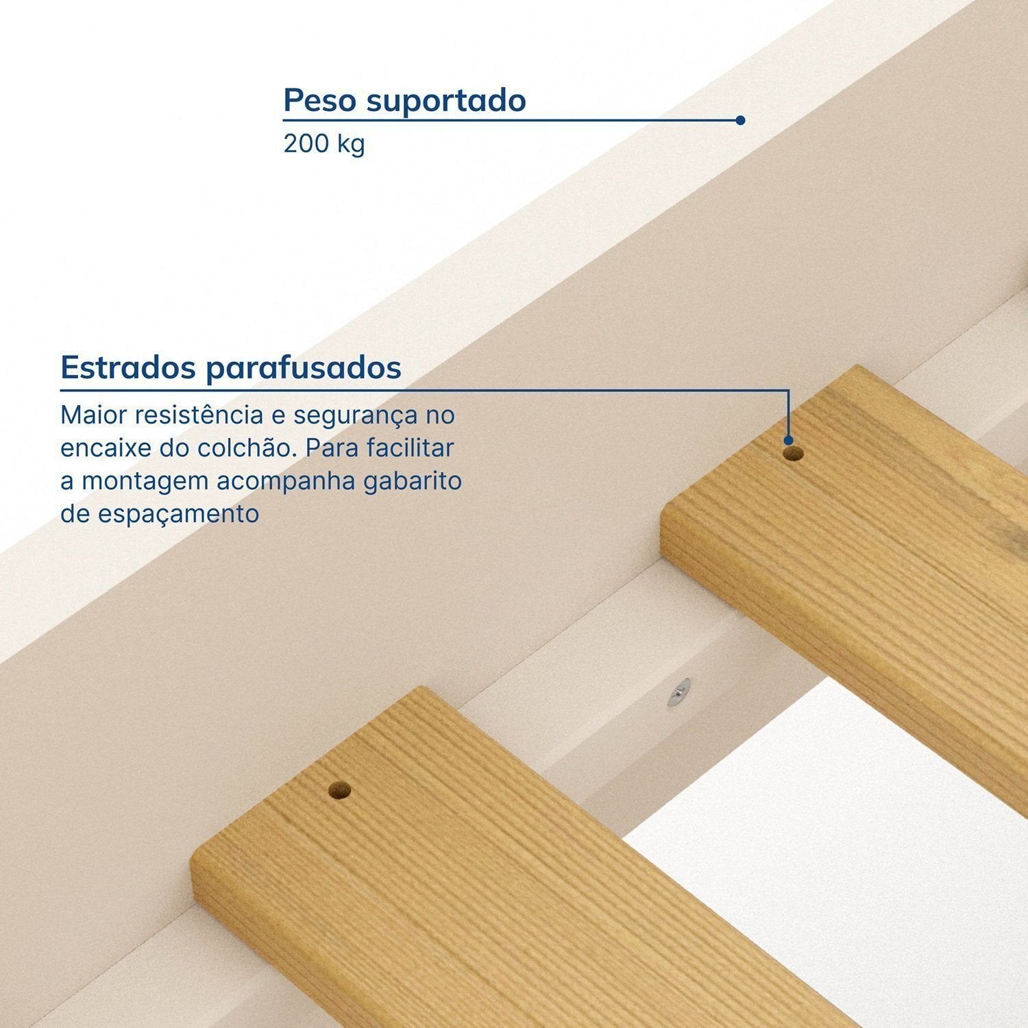 Cama Casal Ananda CabeCasa MadeiraOriginals Branco/Off-White/Mel