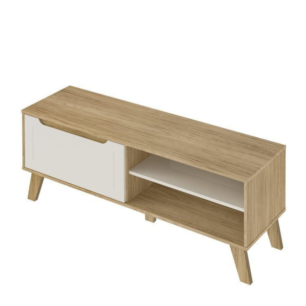 Conjunto Sala de Estar Lotus Rack e Mesa de Centro MDF Carvalho/Off White Espresso Móveis