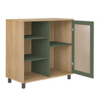 Conjunto Sala de Estar Charlotte Rack Buffet e Mesa de Apoio Artely Móveis Carvalho/Menta