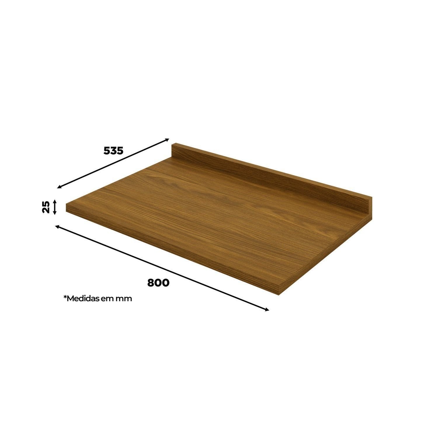 Balcão de Cozinha 2 Portas 80cm com Tampo Emily Espresso Móveis Branco/HP/Nature