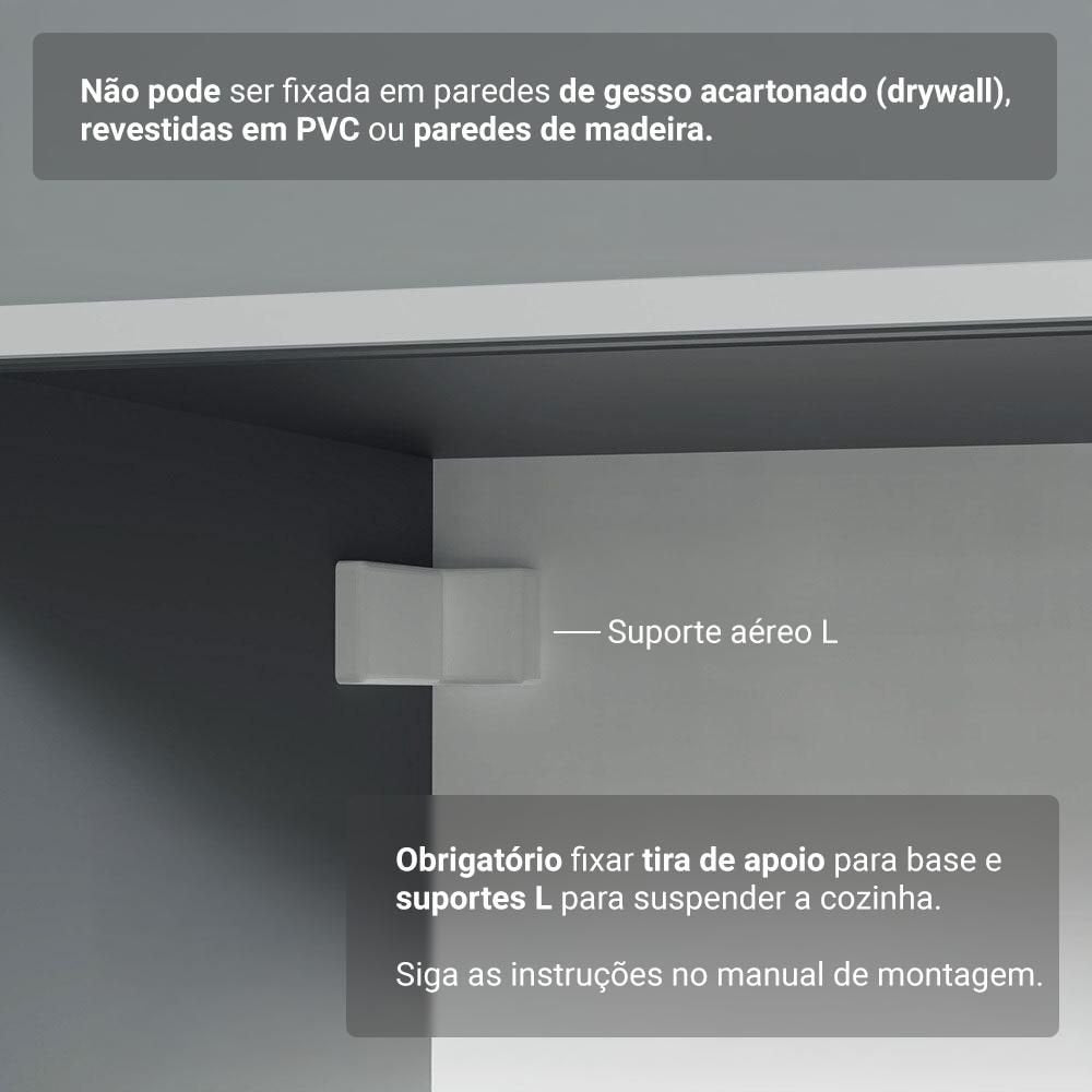 Armário de Cozinha Completa Suspenso 300cm Cinza Nimes Madesa 07