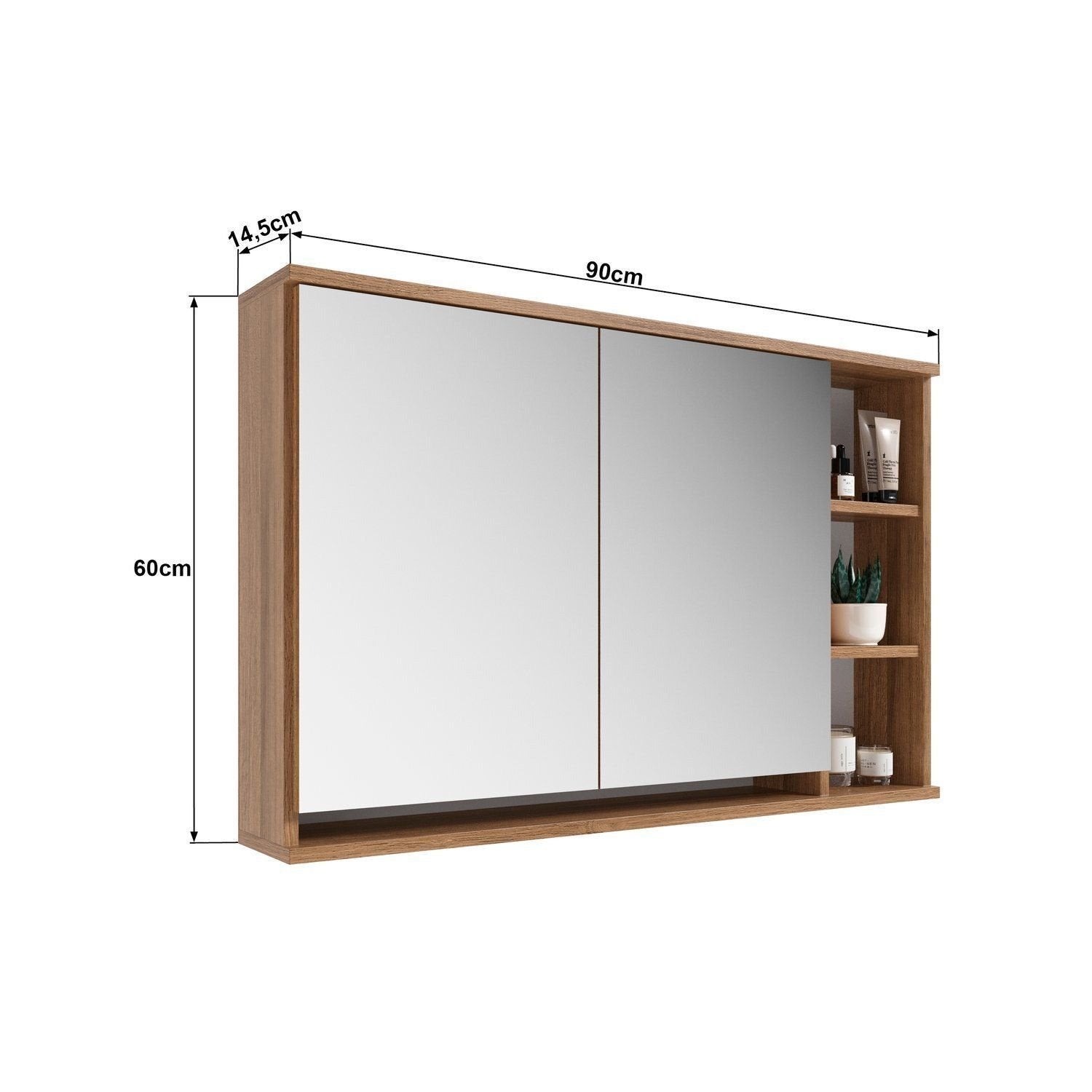 Armário Espelheira para Banheiro DJD Móveis EP400 2 Portas 90cm Mel