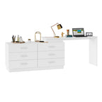 Escrivaninha Mesa Escritório em L com Cômoda Leonie 6 Gavetas 138cm Yescasa