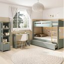 Conjunto Quarto Completo Treliche com LED, Escrivaninha e Estante Petit Casatema MadeiraOriginals