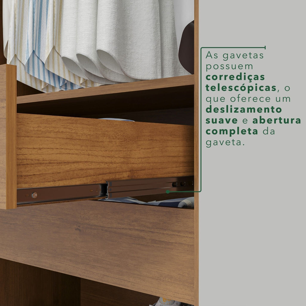 Guarda-Roupa Casal 6 Portas 2 Gavetas França Espresso Móveis MDP Off White/Cinamomo