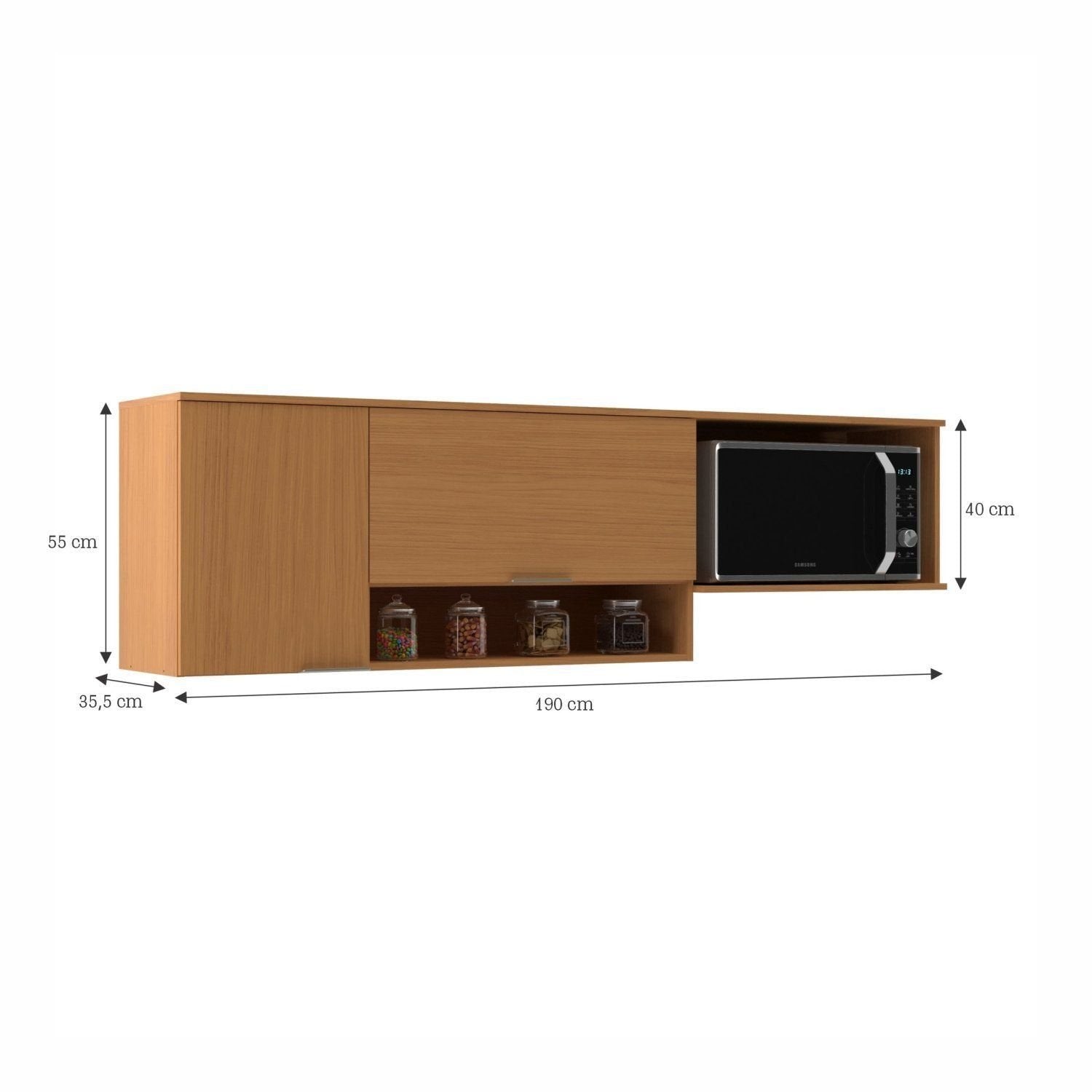 Armário Aéreo de Cozinha 190cm 2 Portas Alice Yescasa Laranja/Angelin Premium