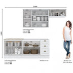 Cozinha Compacta Modulada Emily 4 Peças com Aéreo para Geladeira Espresso Móveis Branco