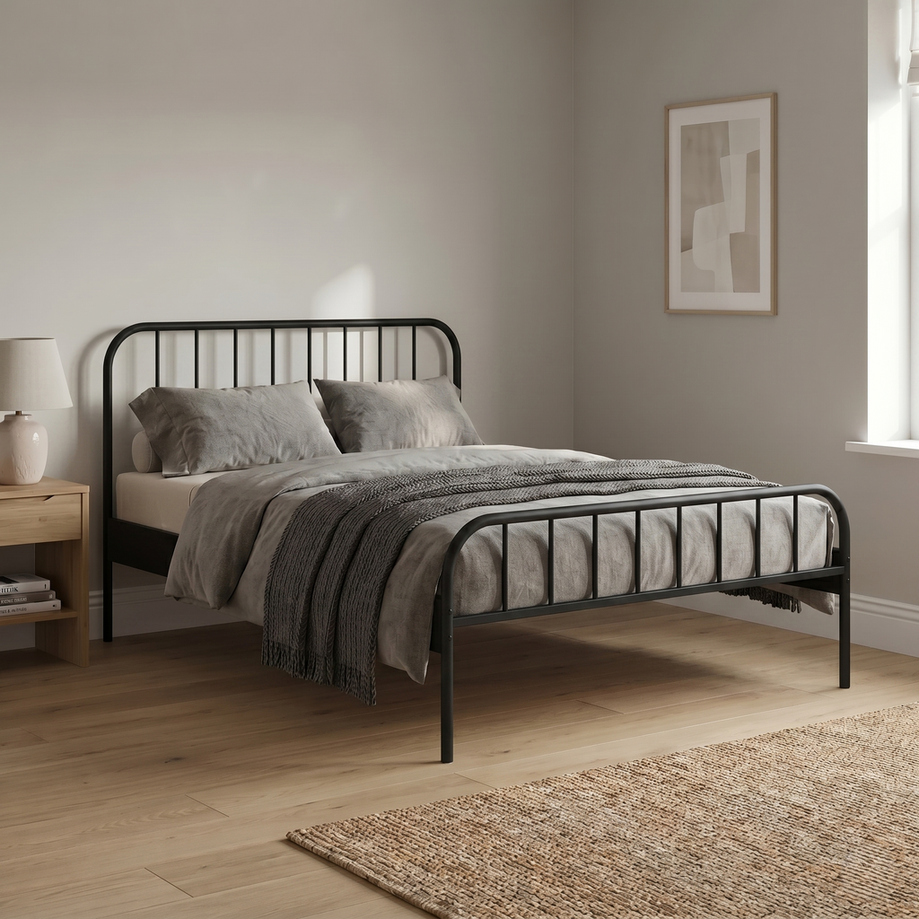 Cama Casal em Aço Tubular Julia Preto Yescasa