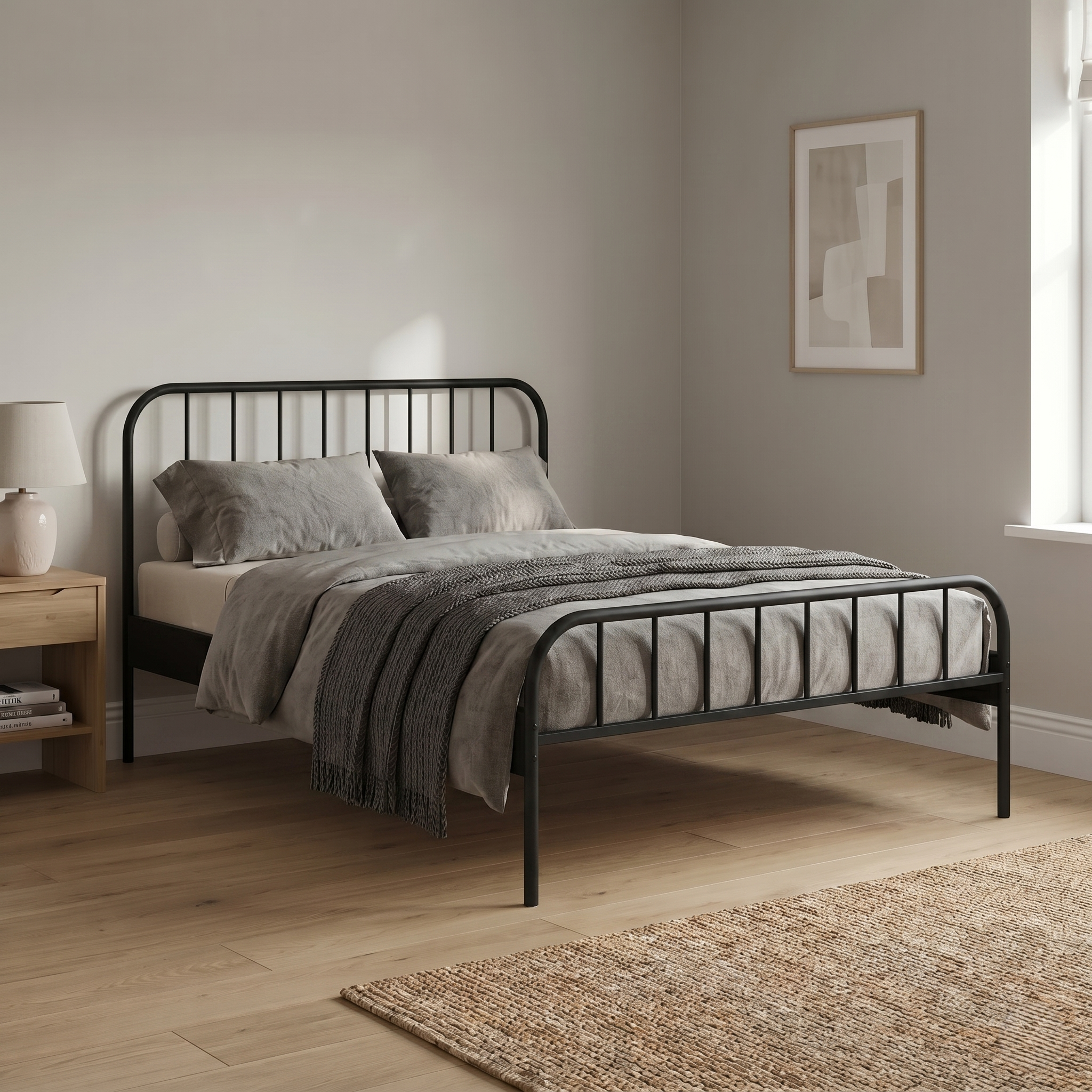 Cama Casal em Aço Tubular Julia Preto Yescasa