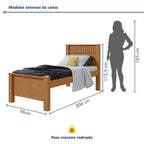 Cama Solteiro Detalhe Ripado Athenas Móveis Lopas Amêndoa Clean