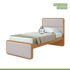 Cama Solteiro Corino Cabeceira Estampada Loop Móveis Lopas Amêndoa Clean/Off White