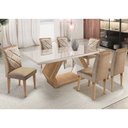 Conjunto Mesa de Jantar Alvorada 180 cm com 6 Cadeiras Melissa MDF Vidro Rufato