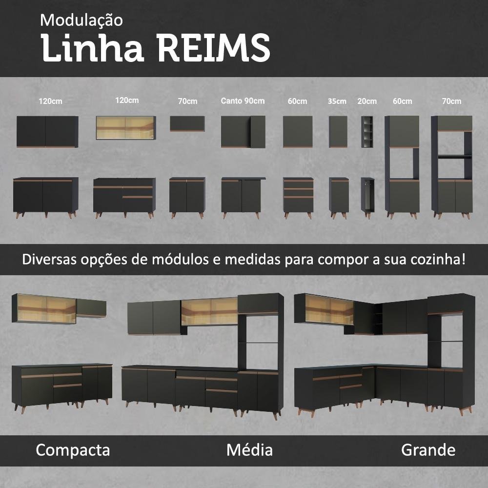 Cozinha Completa Reims 330cm Madesa 5 Peças com Balcão e Tampo