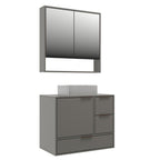 Conjunto Gabinete para Banheiro Yescasa Prime Modulado 801 80cm Cuba e Espelheira Cinza/Cimento