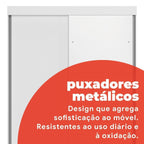 Guarda-Roupa Solteiro Peônia Yescasa 2 Portas de Correr com Espelho 2 Gavetas MDP Branco