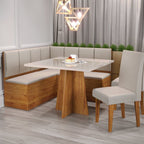 Conjunto Canto Alemão Baú Bariloche Mesa Quadrada 90x90 com 2 Cadeiras Venus MDP Viero 958028