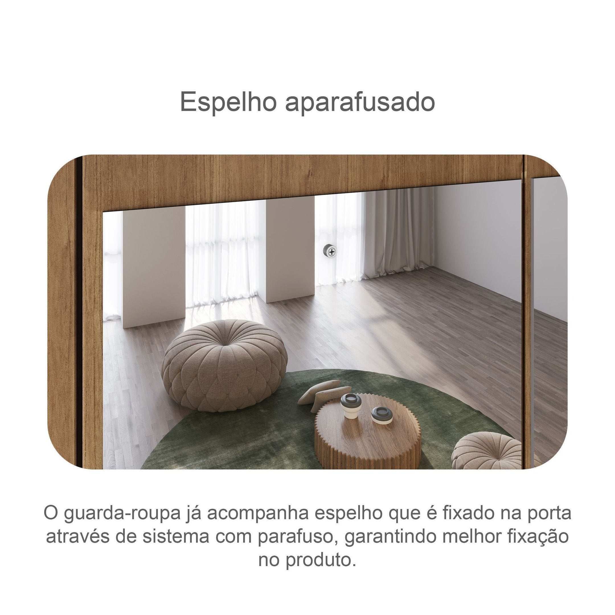 Guarda-Roupa Casal 3 Portas 6 Gavetas com Espelho Vegas Novo Horizonte 100% MDF Branco