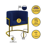 Kit 2 Poltronas e Sofá 2 Lugares para Recepção Balaqui Suede Azul Marinho