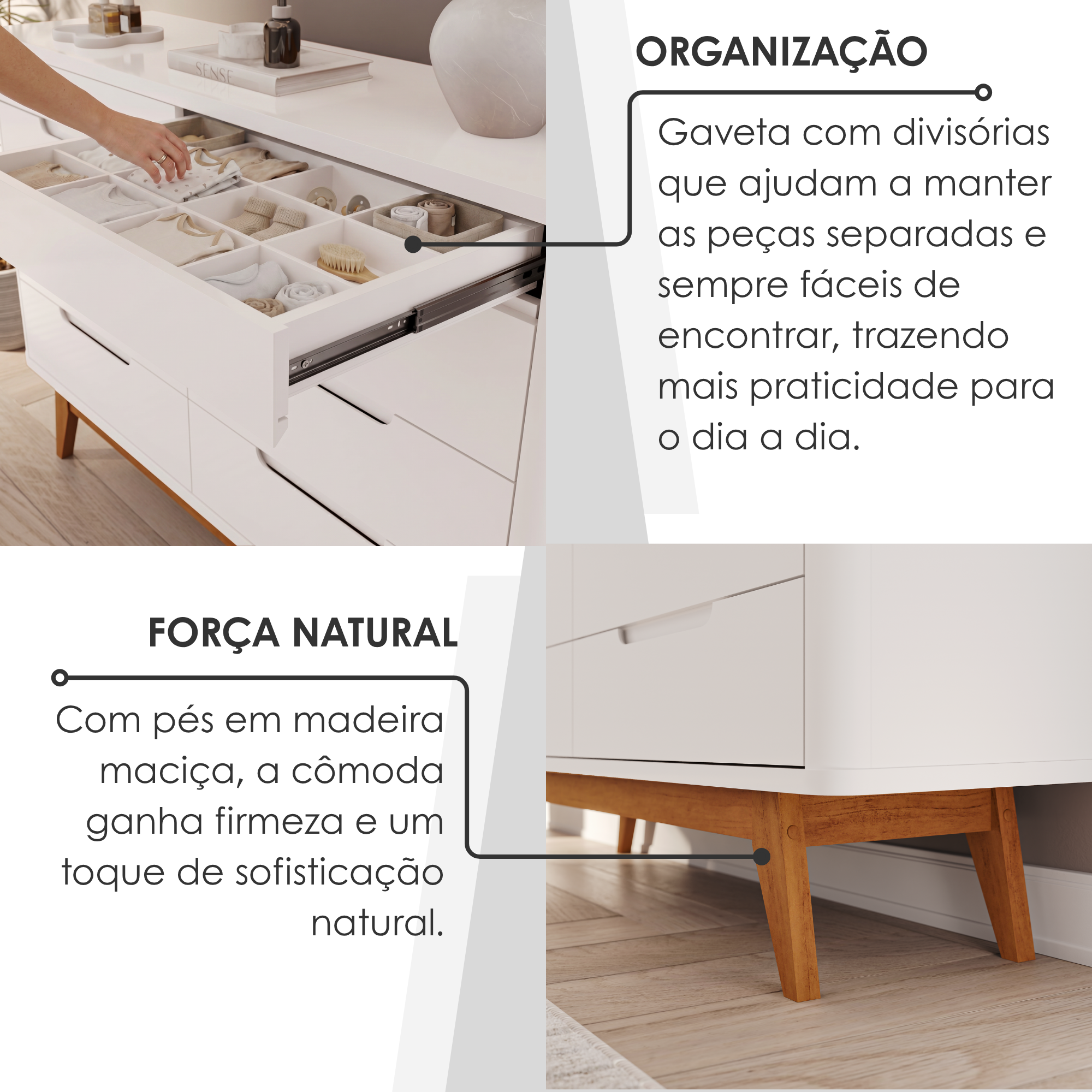 Conjunto Infantil Guarda-Roupa 6 Portas e Cômoda 8 Gavetas Lizz Vicenza MDF Casa D