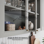 Armário Aéreo 3 Portas 120cm Emily Espresso Móveis Branco HP