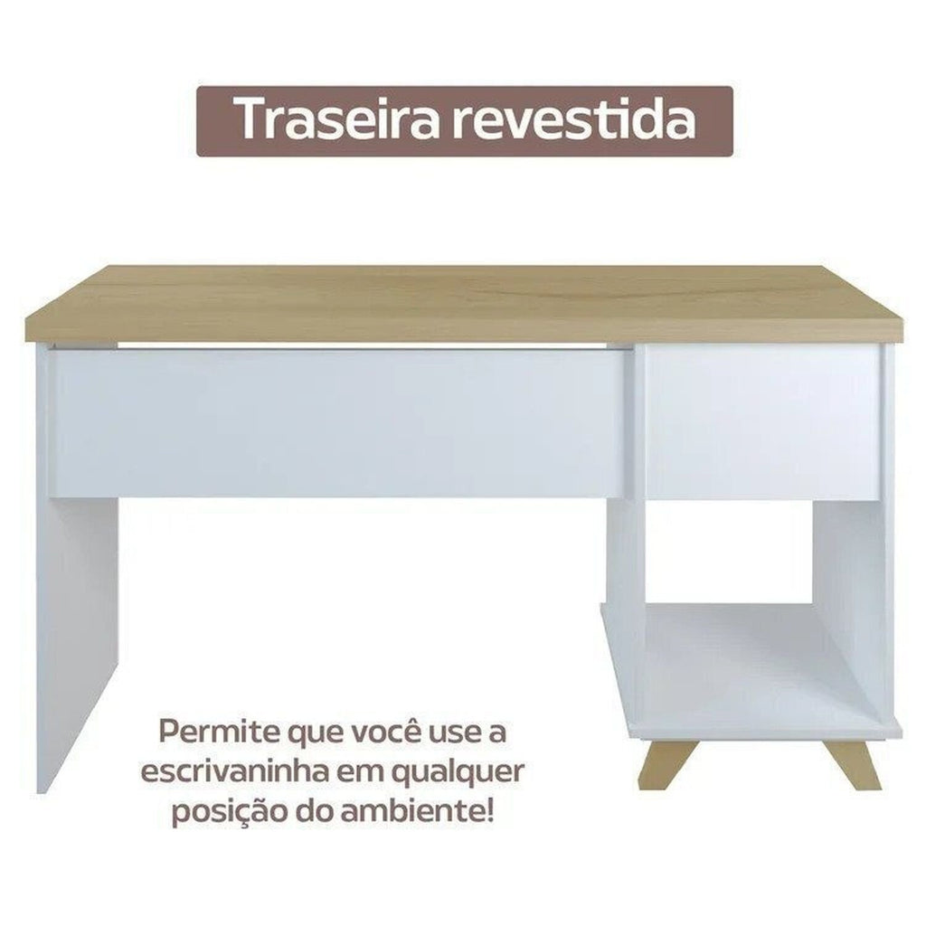 Kit Escritório Completo 2 Pessoas 2 Peças Escrivaninha Sky Retrô Espresso Móveis