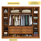 Guarda-Roupa Casal Ripado 6 Portas 6 Gavetas 275cm Yescasa Marrom/Cinamomo