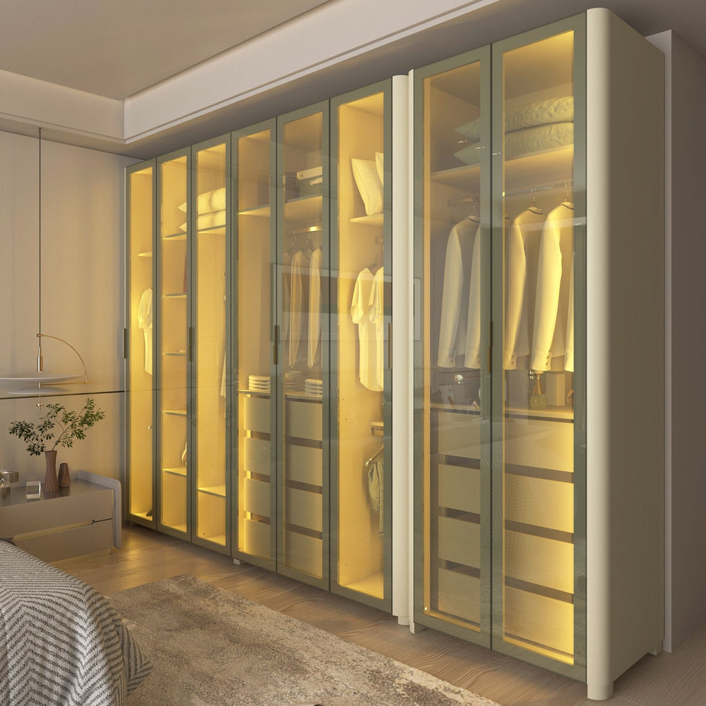 Guarda-Roupa Modulado Reflecta Innova 8 Portas 341,4cm x 240cm Mod 012 100% MDF Bege/Off White