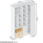 Conjunto Infantil Mesa e Cadeira Evolutiva, Prateleira e Guarda-Roupa Modulado Wave Casatema MadeiraOriginals Branco/Marrom