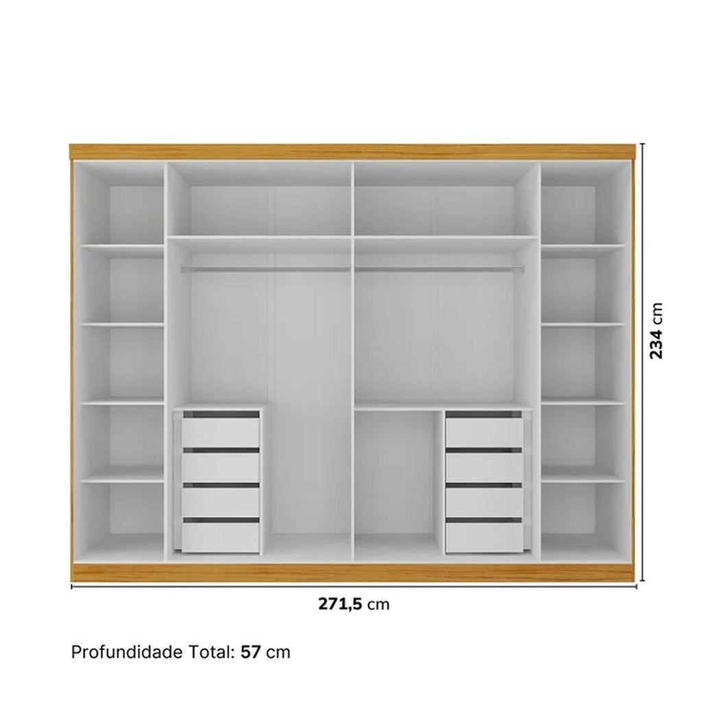 Guarda-Roupa Casal 6 Portas Reflecta Cumaru Yescasa 100% MDF Marrom/Marrome