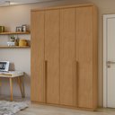 Guarda-Roupa Solteiro 4 Portas 2 Gavetas Alonzo Móveis Lopas 100% MDF 153.5cm Marrom Amêndoa Clean/Branco