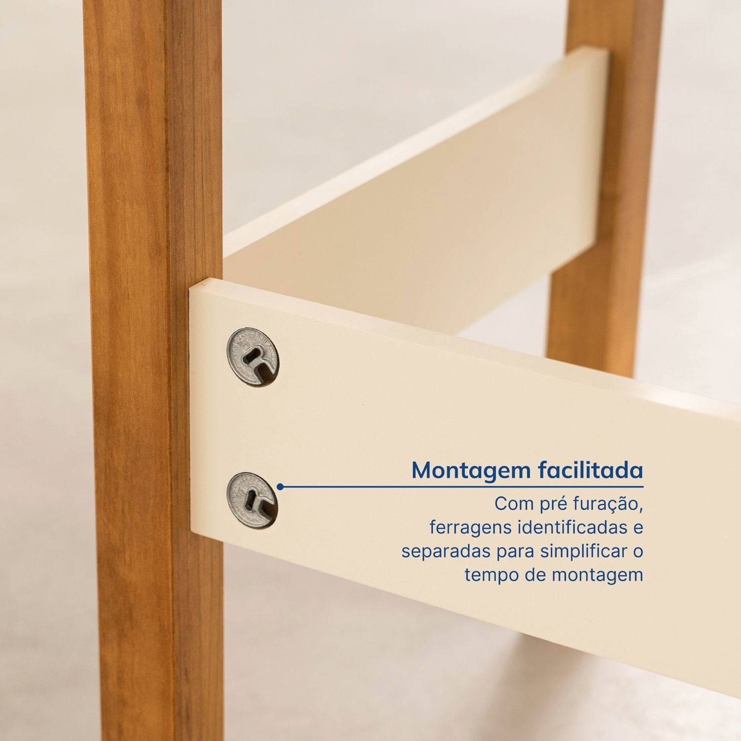 Escrivaninha Mesa Escritório Pinus Ananda 3 Gavetas 150cm CabeCasa MadeiraOriginals Off-White e Mel Marrom