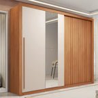 Guarda-Roupa Casal 2 Portas de Correr Ripado com Espelho Suburban Espresso Móveis MDP/MDF Freijó/Off White
