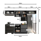 Cozinha Completa Modulada 5 Peças com Nicho para Micro-Ondas e Balcão para Pia sem Tampo Etna Poliman Móveis Grafite/Preto