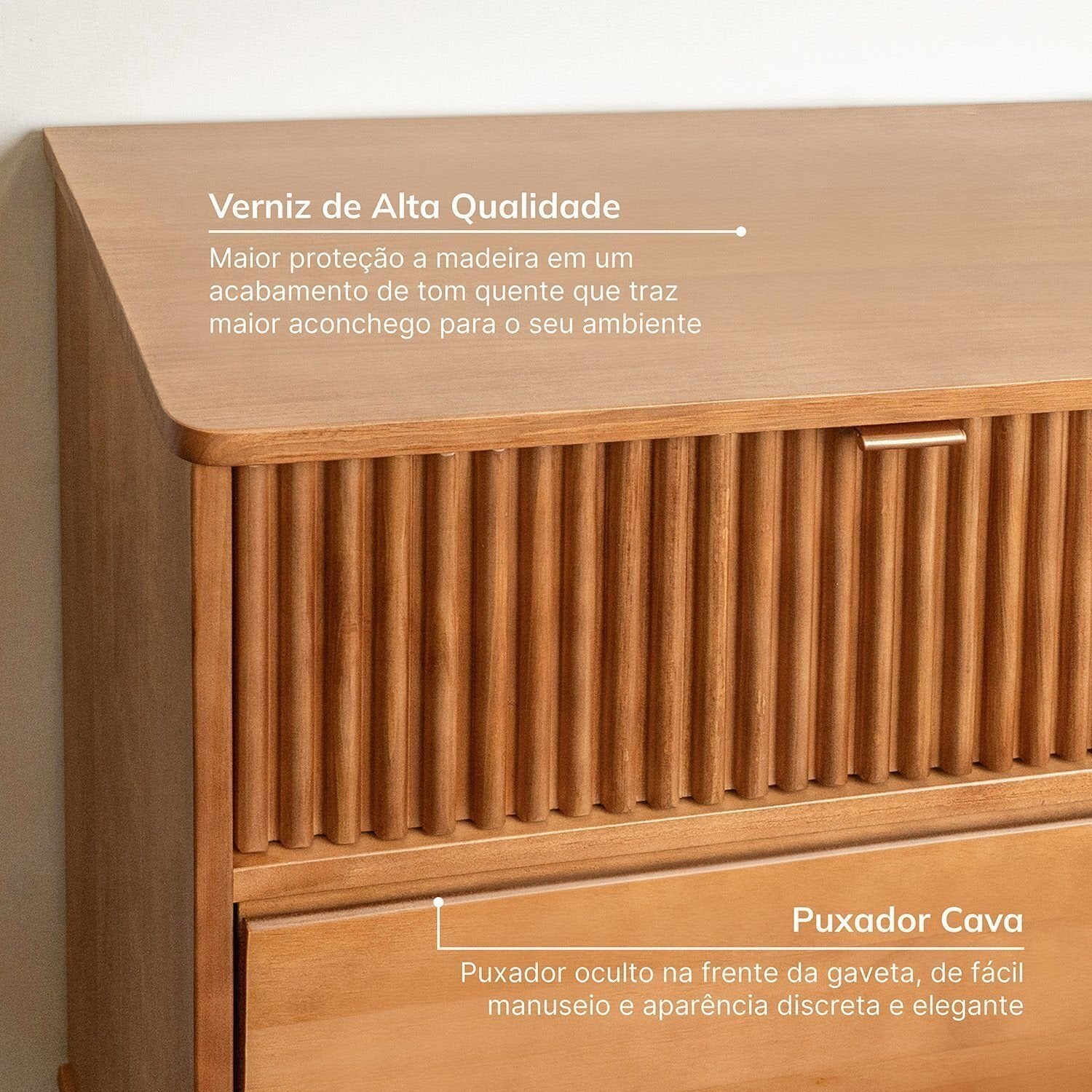 Cômoda 6 Gavetas Oiti Madeira Maciça Pinus 132,8cm CabeCasa MadeiraOriginals Marrom