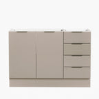 Balcão Pia 120cm sem Tampo com Rodapé Puxador 150mm Ipanema CabeCasa MadeiraOriginals Branco/Fendi Trama