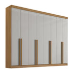 Guarda-Roupa Casal 8 Portas 8 Gavetas Império D Doro 100% MDF Cinamomo/Off White