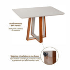 Conjunto Sala de Jantar Mesa Viena Tampo Vidro/MDF com 4 Cadeiras Ímola Authentic Espresso Móveis Champagnhe/Off White