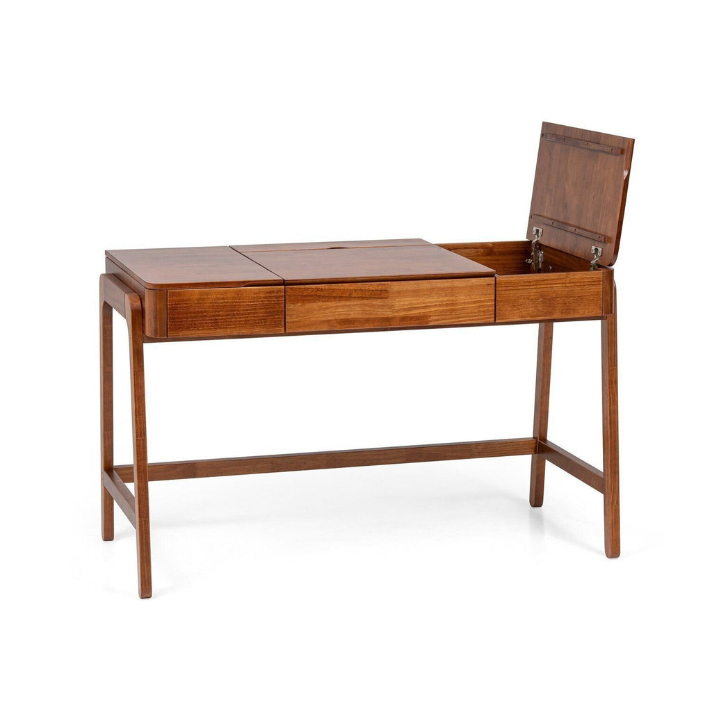 Escrivaninha Mesa Escritório Madeira Maciça 125,6cm Aura Yescasa Marrom/Garapa