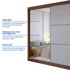 Guarda-Roupa Casal 2 Portas de Correr 6 Gavetas 100% MDF Coliseu D Doro Marrom/Castanho/Off White