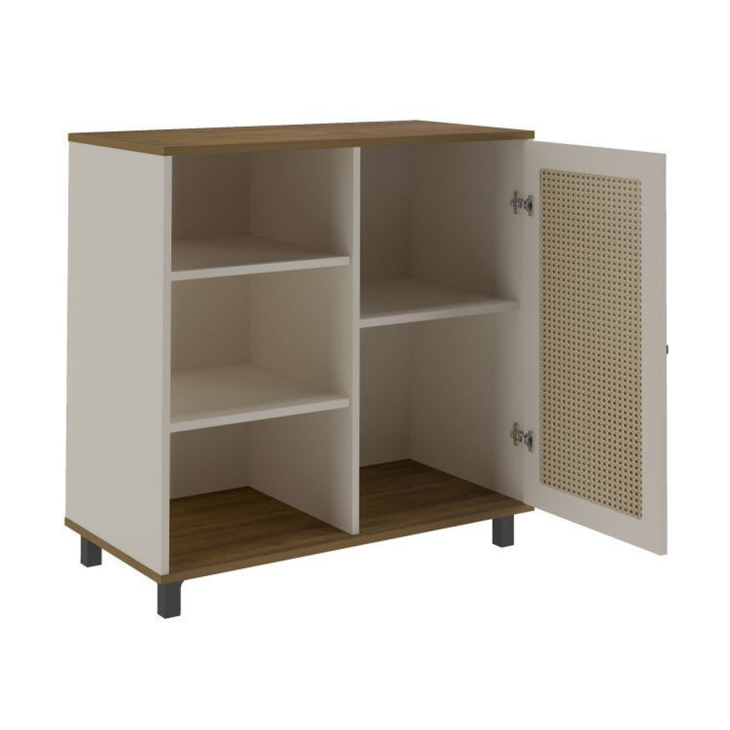 Conjunto Sala de Estar 3 Peças Rack para TV até 75 Polegadas Buffet Memphis Mesa Centro Saara Espresso Móveis Bege