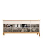 Buffet Aparador 4 Portas e 4 Gavetas Premium MDF Off White/Cedro EDN Móveis