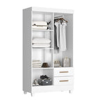 Quarto Bebê Infantil com Guarda-Roupa 4 Portas e 2 Gavetas e Cômoda 4 Gavetas Branco Móveis Leão