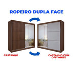Guarda-Roupa Casal 2 Portas de Correr 6 Gavetas 100% MDF Coliseu D Doro Marrom/Castanho/Off White