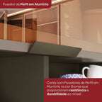 Armário Aéreo 3 Portas com Vidro Connect Henn Cinza 120cm