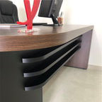Escrivaninha Mesa Escritório Tamburato 4 Gavetas Lado Direito 180cm Marrom/Charuto/Preto Artany