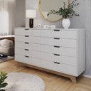 Cômoda Alice 10 Gavetas 160cm Yescasa Branco/Louro Freijó