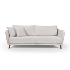 Conjunto Sofá Living Hórus e Duas Poltronas Tecido Composê Linho Cru e Marrom Terracota 2,00m