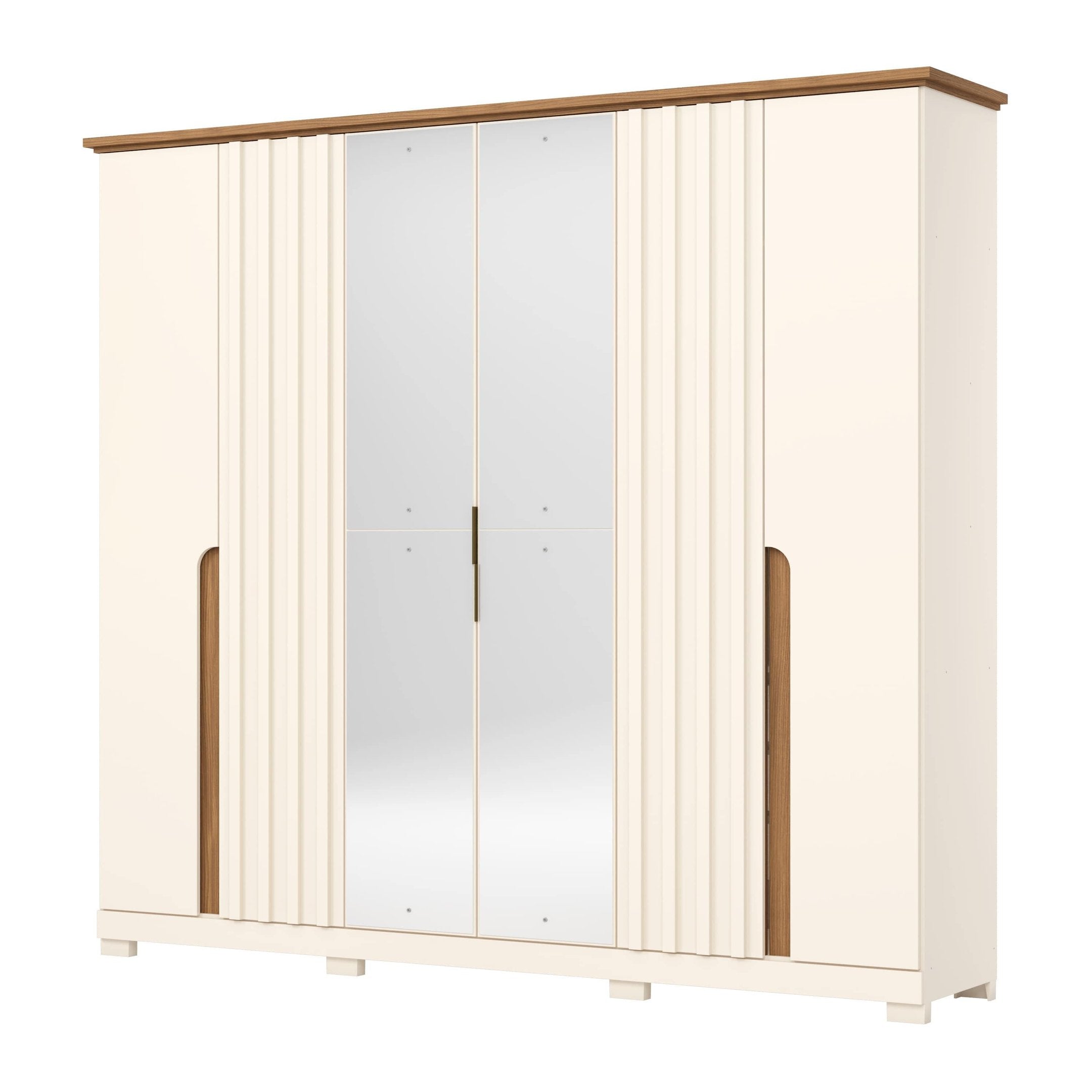 Guarda-Roupa Casal 6 Portas 6 Gavetas Napoli Henn 100% MDP Bege/Off White/Nature