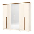 Guarda-Roupa Casal 6 Portas 6 Gavetas com Espelho Napoli Henn MDP Bege/Off White/Nature