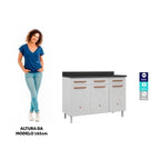 Balcão de Cozinha em Aço Triplo com Tampo 3 Portas 3 Gavetas 120cm Mirage New Telasul Branco